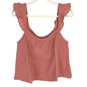 Marine Layer Jude Flutter Sleeve Tank Rosette Pink Large NWT